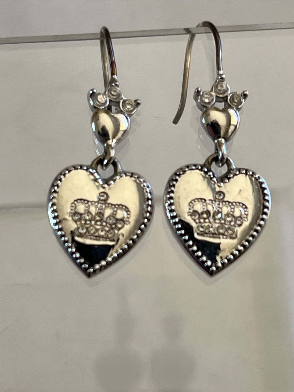 Juicy Couture Silvertone Heart Earrings - Picture 2 of 5